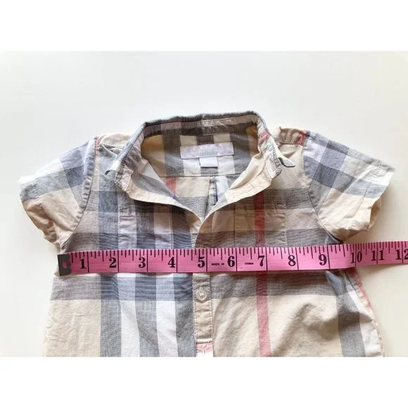 Kids' BURBERRY Light Tan Nova Check Plaid One Piece Jumpsuit Romper, Size 6M - Picture 8 of 12